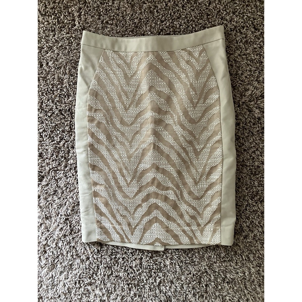 The Limited Khaki Gold Stretch Pencil Skirt With Animal Print Front Size 0